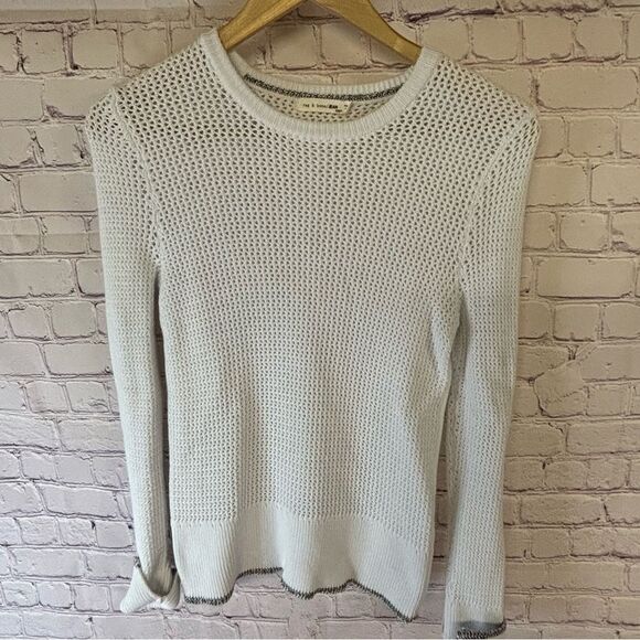 Rag & Bone White Crew Neck Open Knit Minimalist Coastal Academia Sweater Size XS - Picture 1 of 9